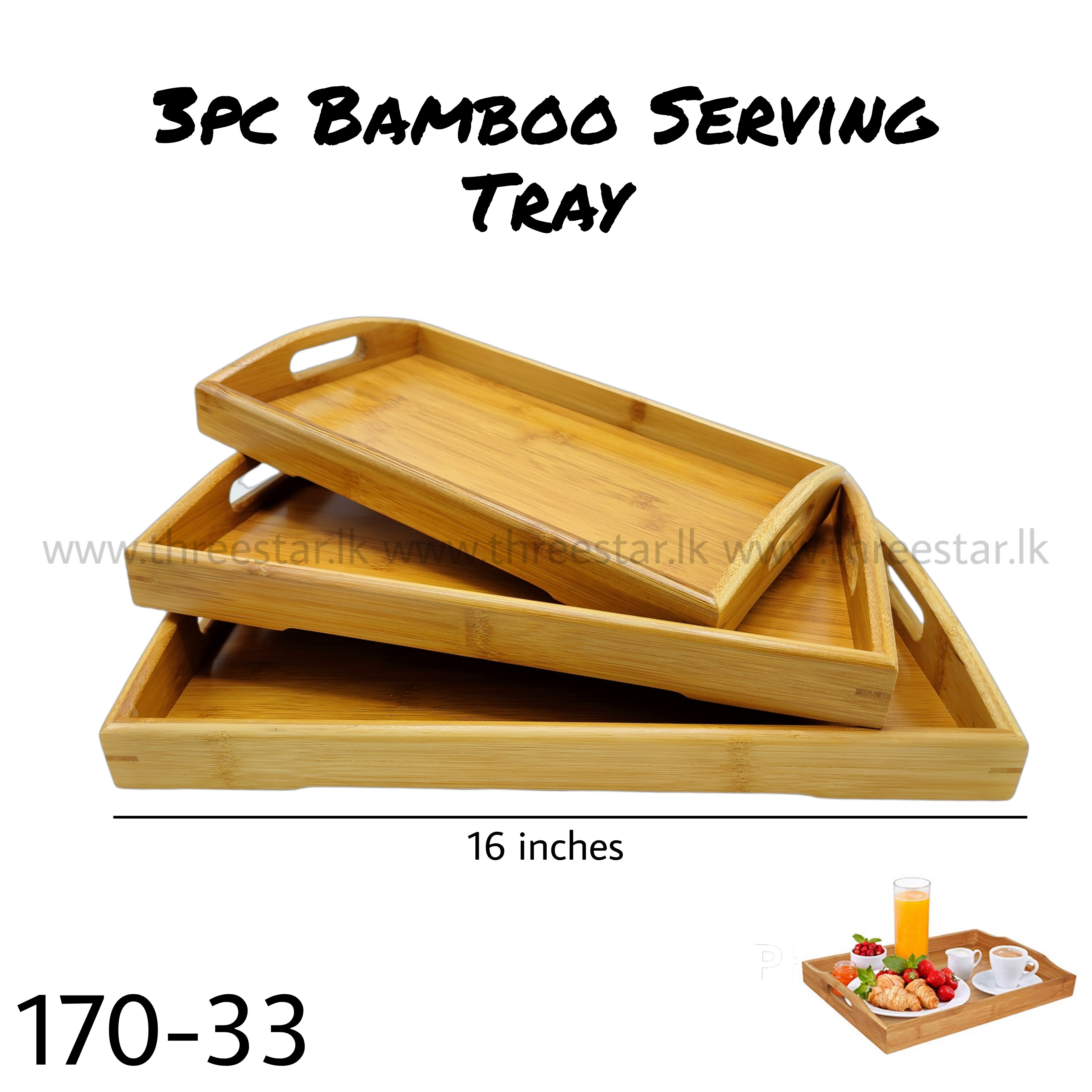 3pc Bamboo Serving Set